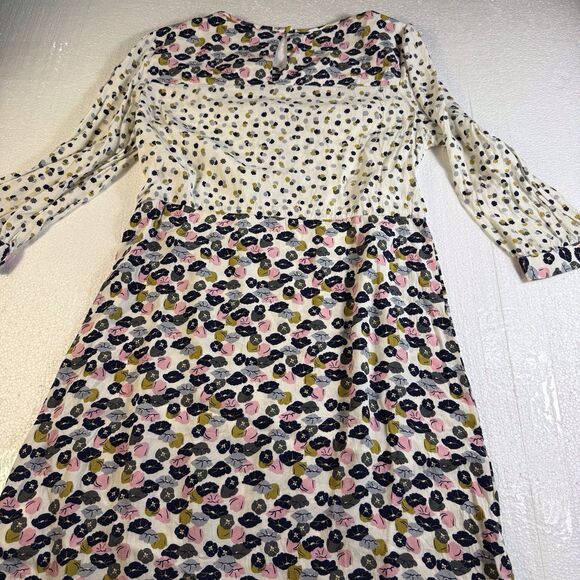 EUC‎ Boden Hopscotch Ivory Poppy Meadow Dress Size US 6R  Pink Navy - Picture 9 of 14